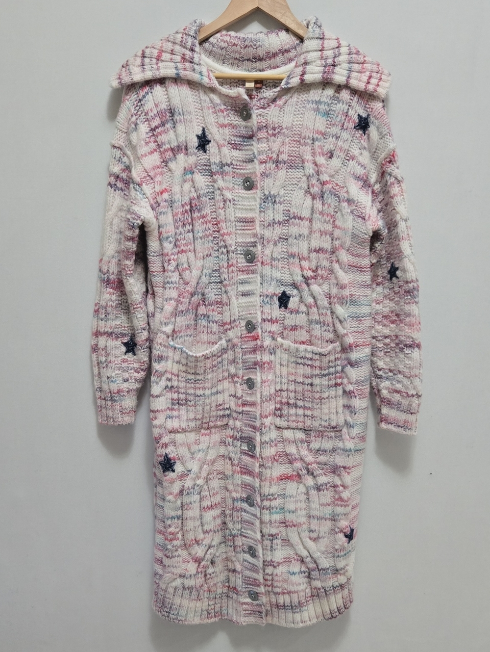 Anthropologie Pilcro Star Granny Cardigan Sweater Cable Knit Longline Duster XS - Picture 5 of 16